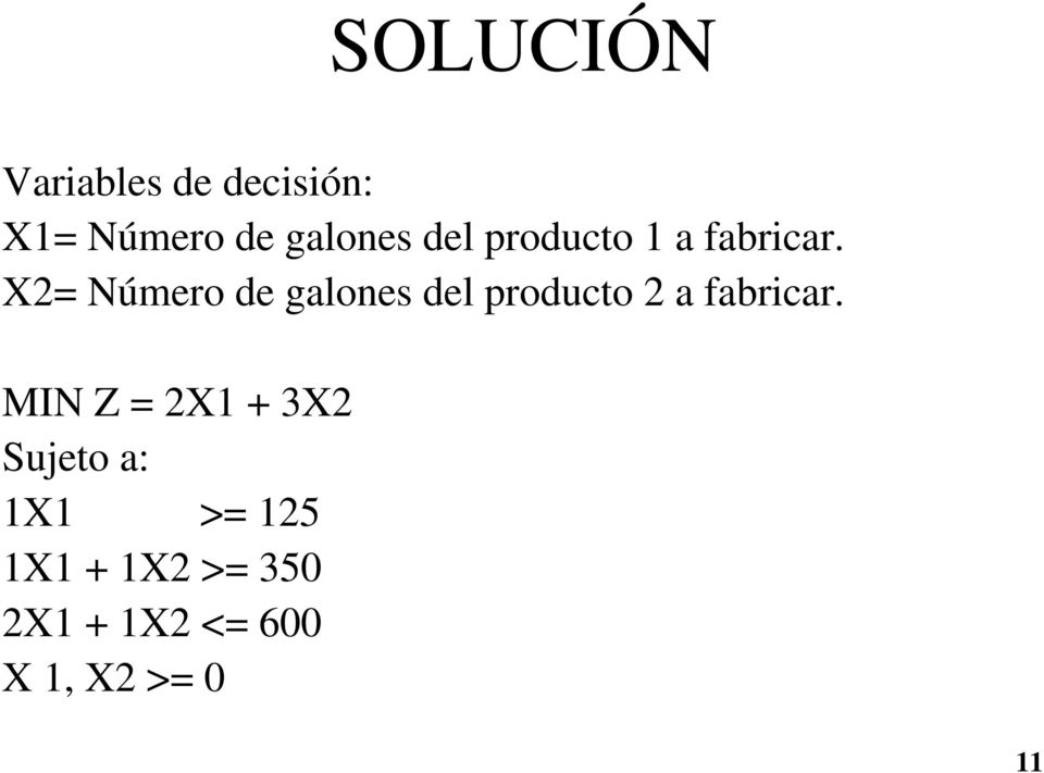 X2= Número de galones del producto 2 a fabricar.