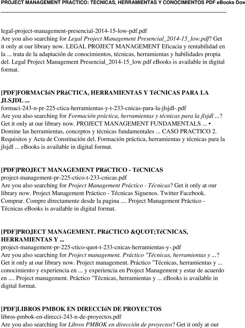 pdf ebooks is available in digital [PDF]FORMACIóN PRáCTICA, HERRAMIENTAS Y TéCNICAS PARA LA JLSJDL formaci-243-n-pr-225-ctica-herramientas-y-t-233-cnicas-para-la-jlsjdl-.
