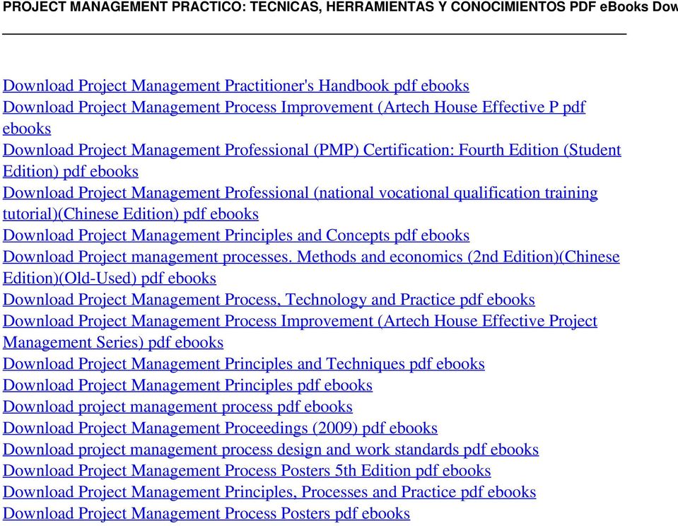(Artech House Effective P pdf ebooks Download Project Management Professional (PMP) Certification: Fourth Edition (Student Edition) pdf ebooks Download Project Management Professional (national