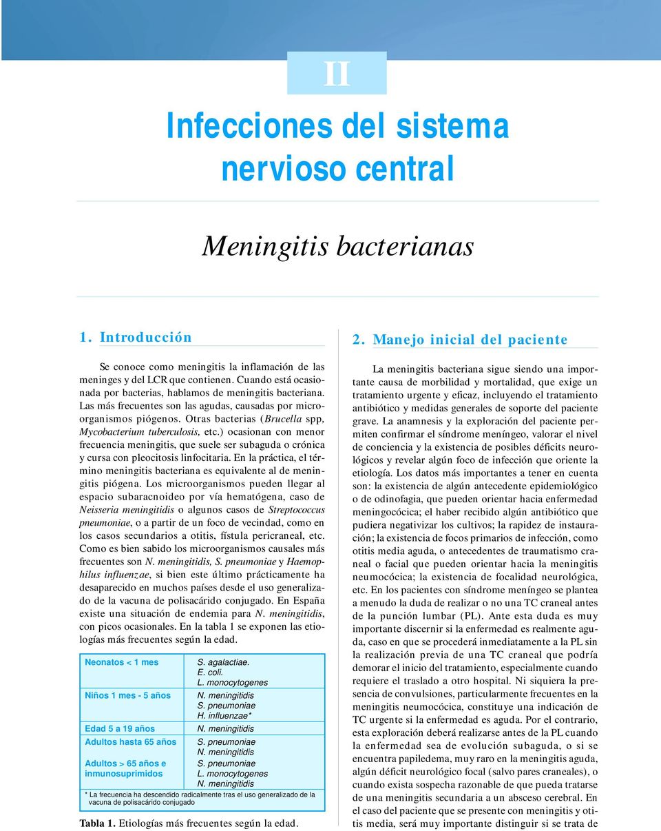 Otras bacterias (Brucella spp, Mycobacterium tuberculosis, etc.) ocasionan con menor frecuencia meningitis, que suele ser subaguda o crónica y cursa con pleocitosis linfocitaria.