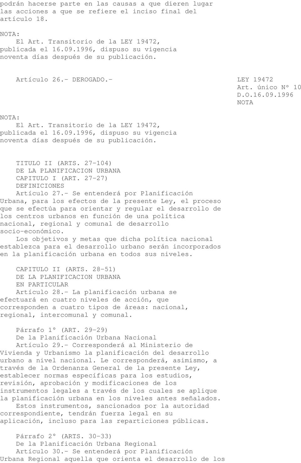 27-104) DE LA PLANIFICACION URBANA CAPITULO I (ART. 27-27) DEFINICIONES Artículo 27.