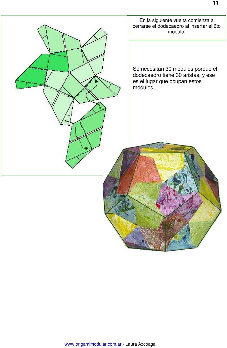 Se necesitan 30 módulos porque el dodecaedro