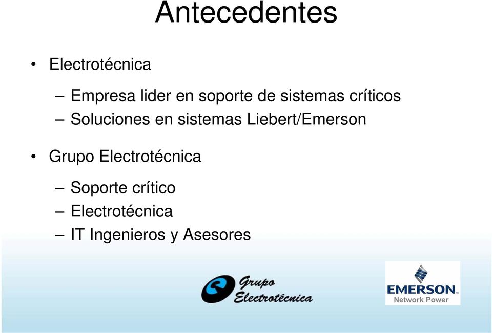sistemas Liebert/Emerson Grupo Electrotécnica