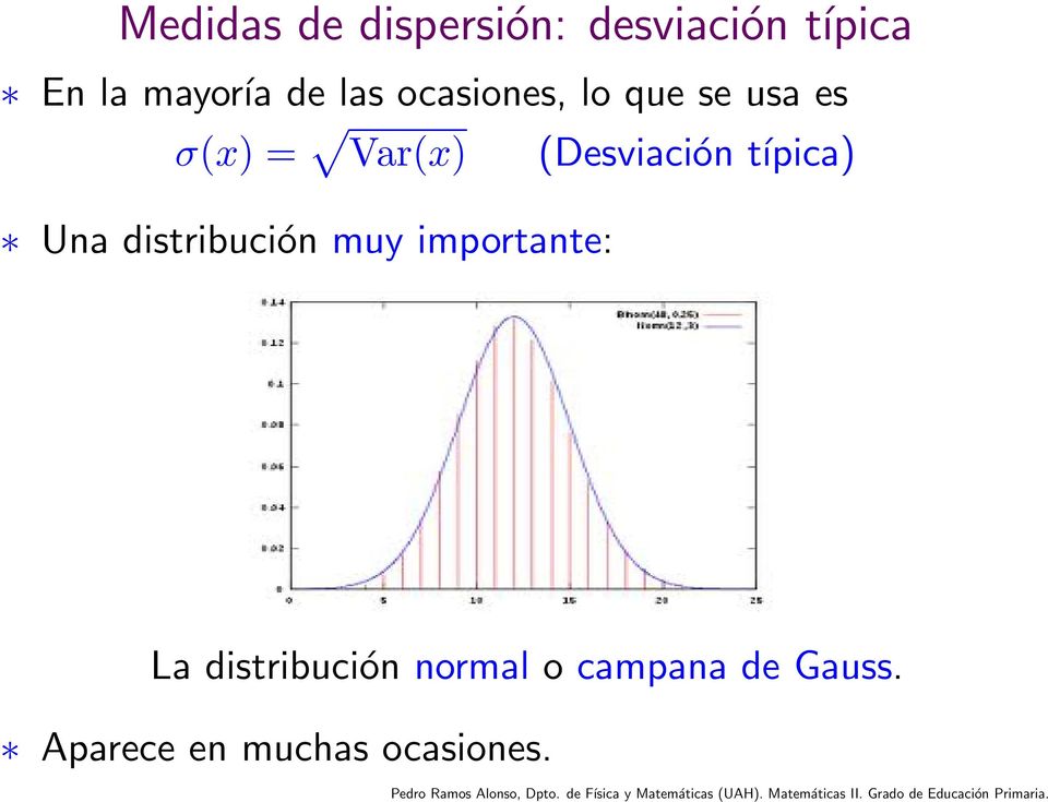 (Desviación típica) Una distribución muy importante: La