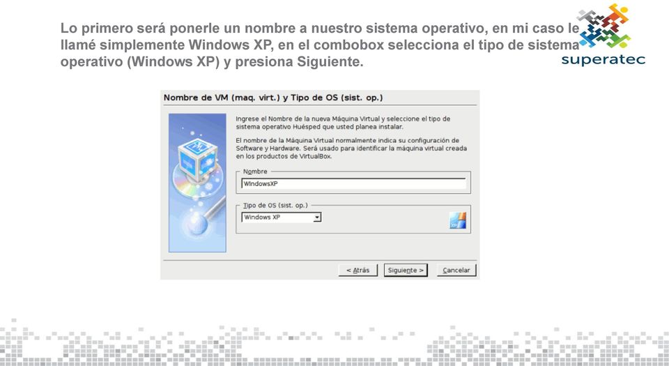 simplemente Windows XP, en el combobox