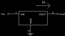 La figura muestra un regulador funcionando. La corriente que lo atraviesa es la corriente de la carga IL.