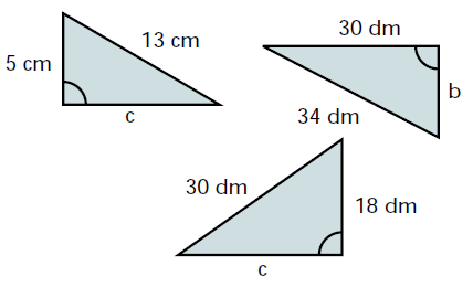 CALCULA LA MEDIDA DE CADA ANGULO Calcula la hipotenusa de los siguientes triángulos Calcula el cateto que hace falta en cada triangulo PROBLEMAS DE APLICACIÓN DEL TEOREMA DE PITAGORAS 1.