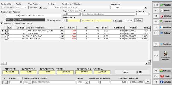 Elaboración de Facturas Se lleva un control de numeración de facturas correlativos por operador o único, tipos de