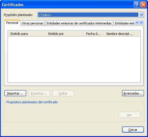 2. Cómo importar mi Certificado Para importar certificados personales en Internet Explorer, deberemos realizar los siguientes pasos: 1.