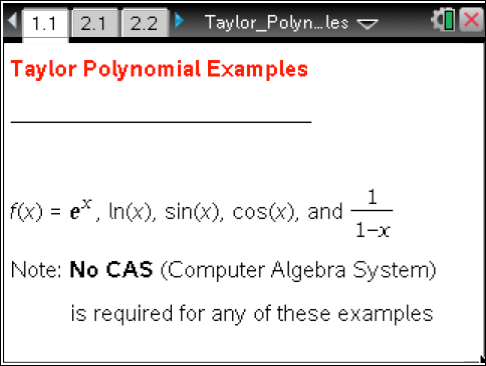 MSEIP Engineering Everyday Engineering Examples Polinomio de Taylor en Calculadora TI-Nspire CX CAS Engage: Cómo es que las calculadoras obtienen los valores de funciones trascendentales como e 2.