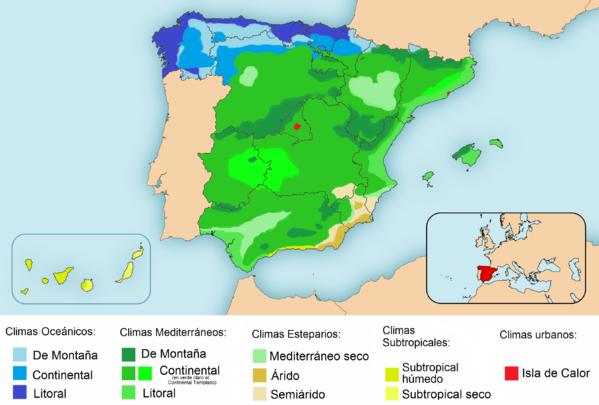 España gran diversidad de tiempo atmosférico y de climas debido a