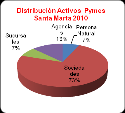 Con 478 unidades las Sociedades registran el número de pymes en 2010 con un aporte del 73%, seguido de Agencias con 76 y una contribución del 12%, Personas Naturales con 65 (10%) y por último 34