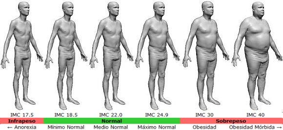 Ejemplo: Individuo Hombre 84kg para 1,76 metros IMC = 84/(1,76 x 1,76) IMC =