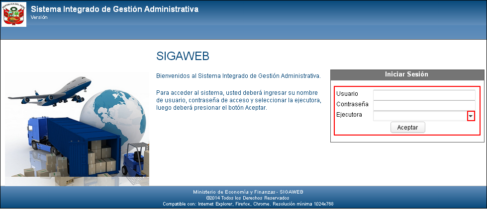 III. ACCESO AL SIGA EN WEB En esta sección se detalla el procedimiento para el acceso al SIGA en Web, así como, al Módulo de Logística en Web.