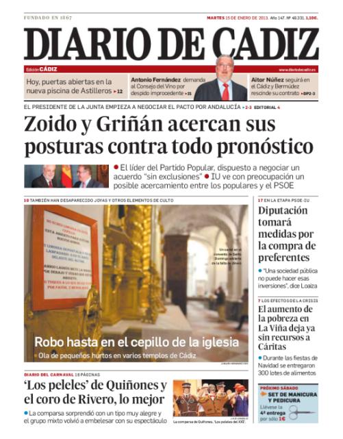 DIARIO DE CÁDIZ Grupo Joly Líder indiscutible en la provincia de Cádiz, tanto en audiencia como en difusión y venta al número. Diario de Cádiz es una cabecera centenaria.