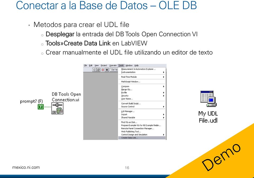 Connection VI o Tools»Create Data Link en LabVIEW o