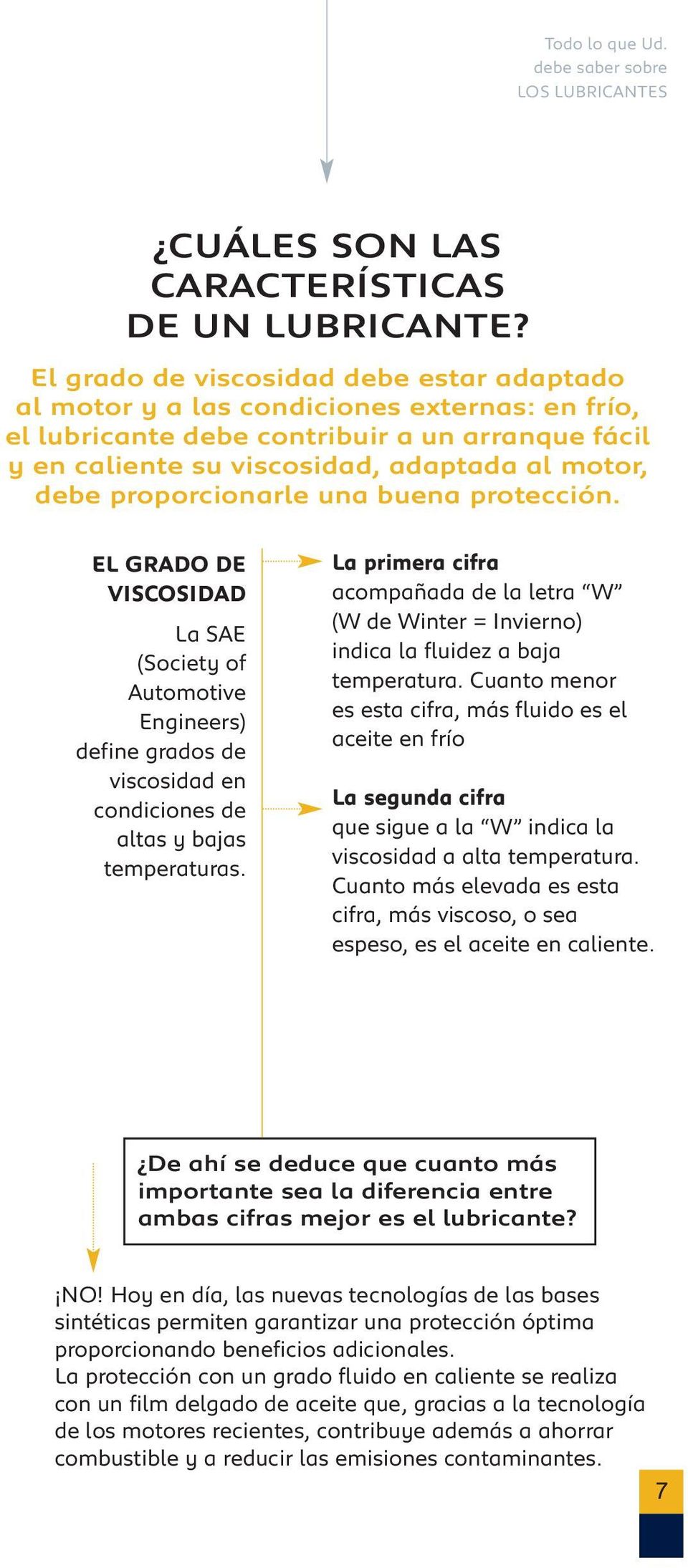 proporcionarle una buena protección. EL GRADO DE VISCOSIDAD La SAE (Society of Automotive Engineers) define grados de viscosidad en condiciones de altas y bajas temperaturas.