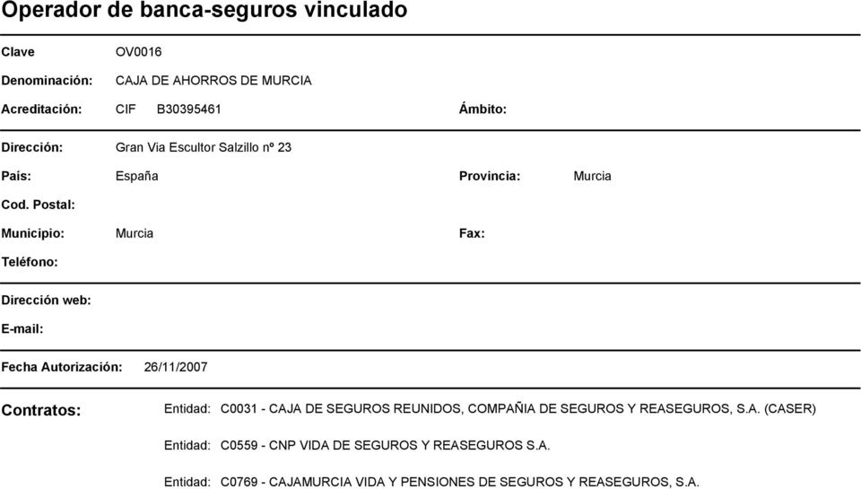 COMPAÑIA DE SEGUROS Y REASEGUROS, S.A. (CASER) C0559 - CNP VIDA DE SEGUROS Y REASEGUROS S.