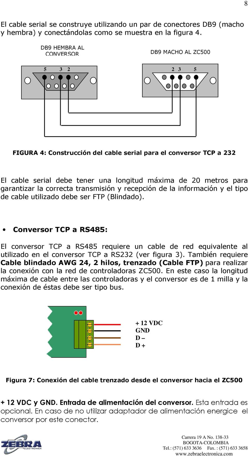 la correcta transmisión y recepción de la información y el tipo de cable utilizado debe ser FTP (Blindado).