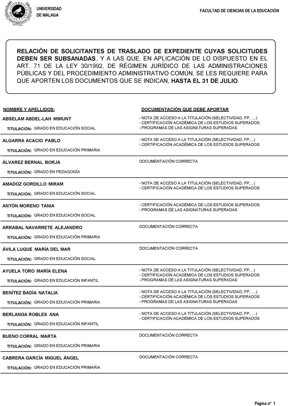 JULIO. NOMBRE Y APELLIDOS: ABSELAM ABDEL-LAH MIMUNT - NOTA DE ACCESO A LA TITULACIÓN (SELECTIVIDAD, FP,.