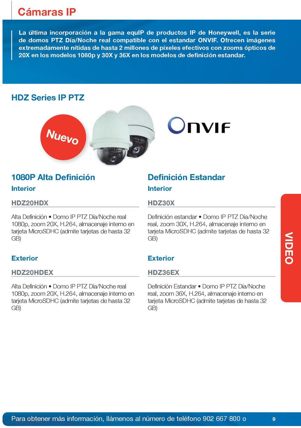 HDZ Series IP PTZ Nuevo 1080P Alta Definición Interior HDZ20HDX Definición Estandar Interior HDZ30X Alta Definición Domo IP PTZ Día/Noche real 1080p, zoom 20X, H.