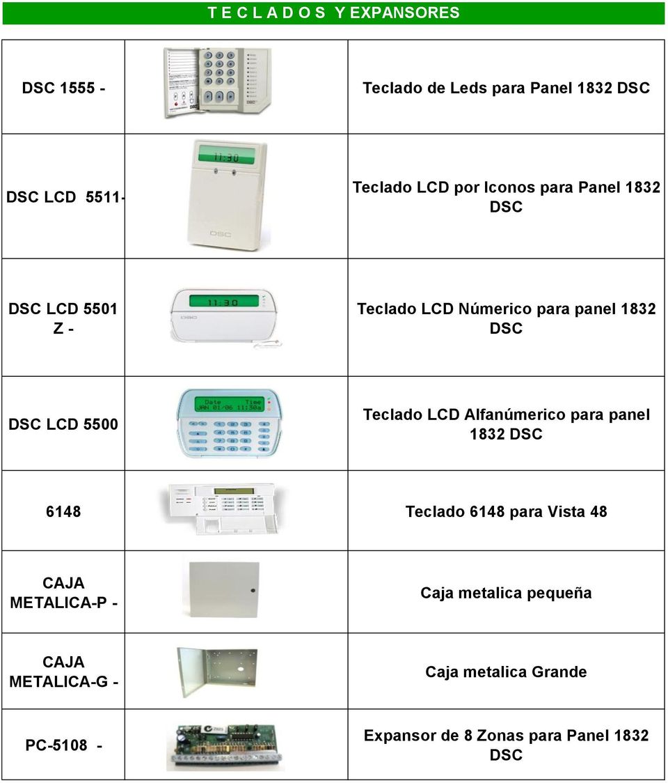 Teclado LCD Alfanúmerico para panel 1832 DSC 6148 Teclado 6148 para Vista 48 CAJA METALICA-P - Caja