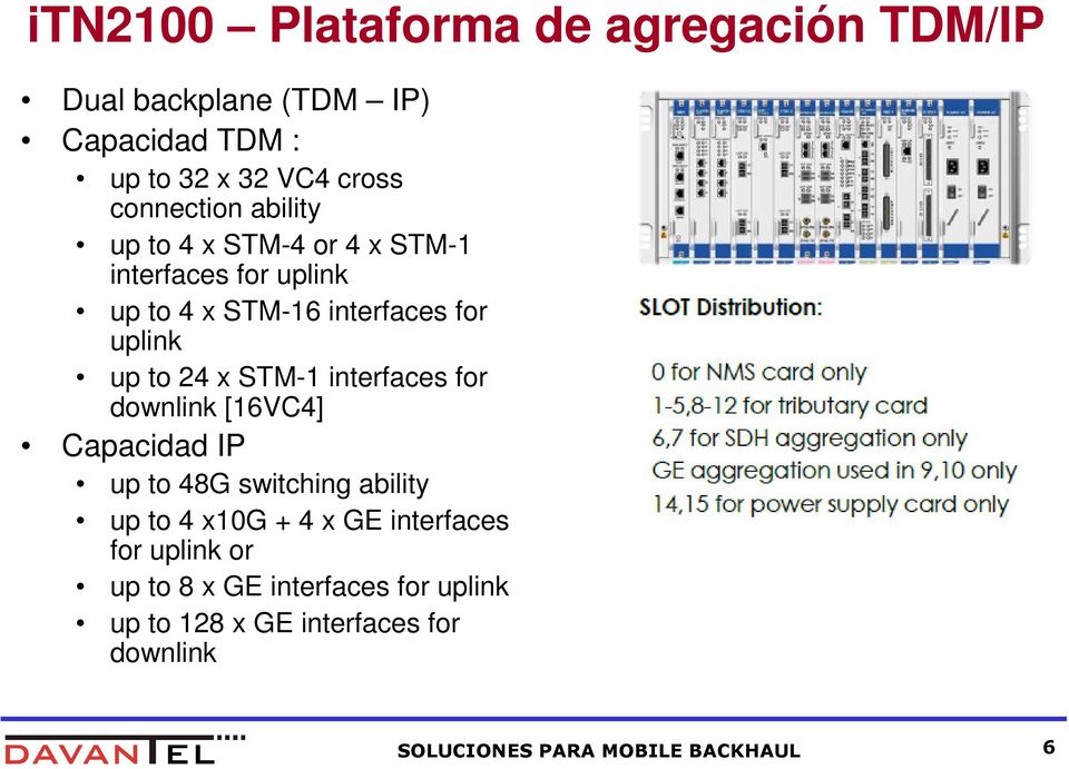 interfaces for downlink [16VC4] Capacidad IP up to 48G switching ability up to 4 x10g + 4 x GE interfaces for