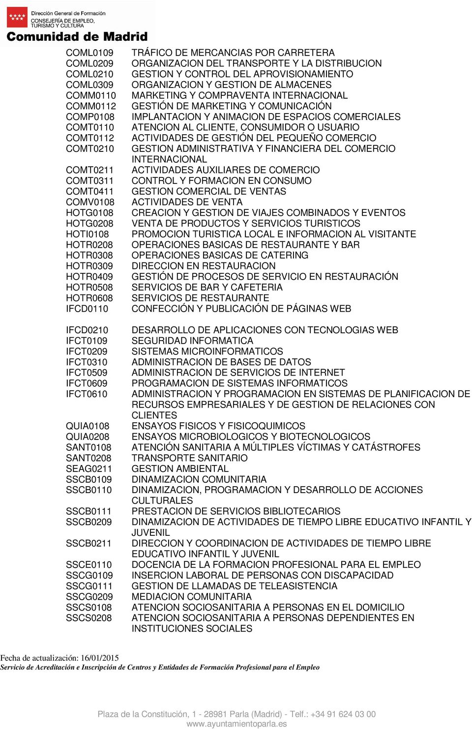 SSCG0209 SSCS0108 SSCS0208 TRÁFICO DE MERCANCIAS POR CARRETERA ORGANIZACION DEL TRANSPORTE Y LA DISTRIBUCION GESTION Y CONTROL DEL APROVISIONAMIENTO ORGANIZACION Y GESTION DE ALMACENES MARKETING Y