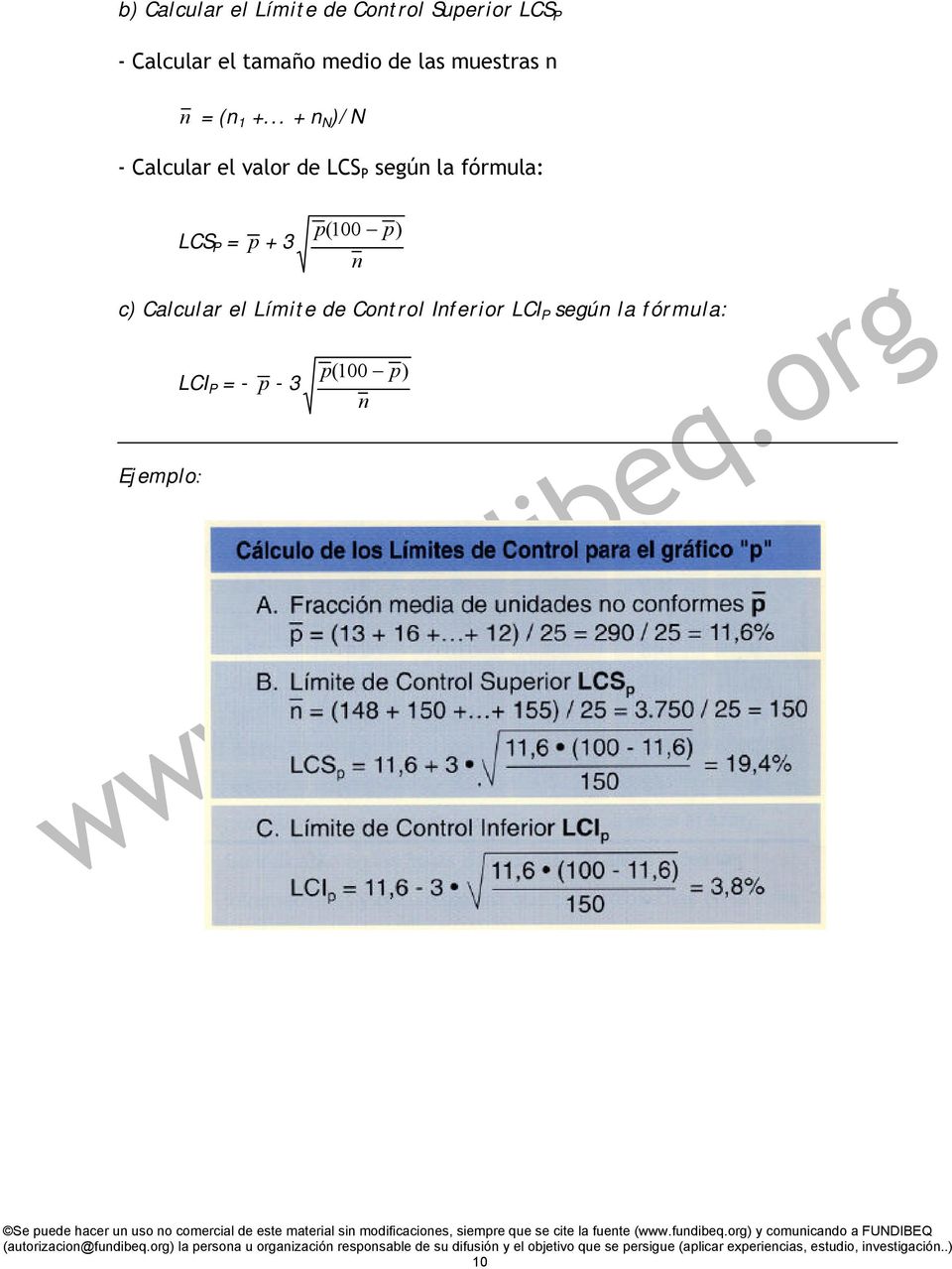 .. + n N )/N - Calcular el valor de LCS P según la fórmula: p ( 100 p)