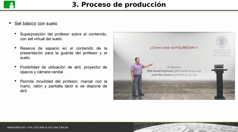 Reserva de espacio en el contenido de la presentación para la guarda del profesor y el suelo.