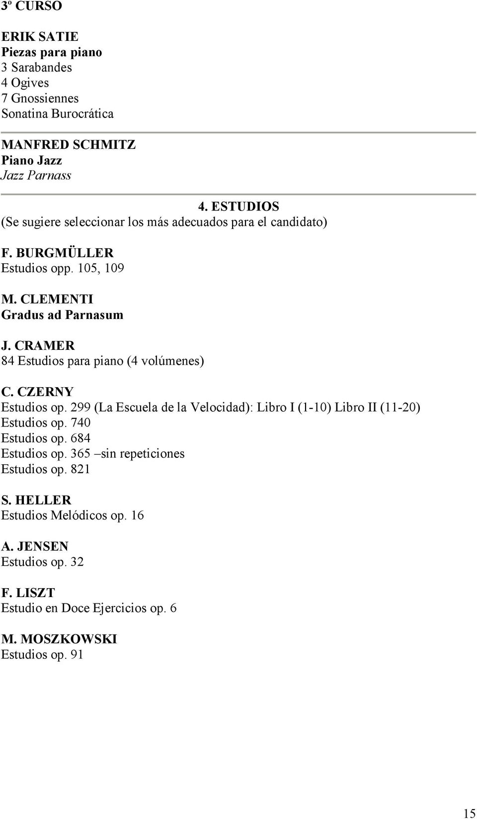 CRAMER 84 Estudios para piano (4 volúmenes) C. CZERNY Estudios op. 299 (La Escuela de la Velocidad): Libro I (1-10) Libro II (11-20) Estudios op.