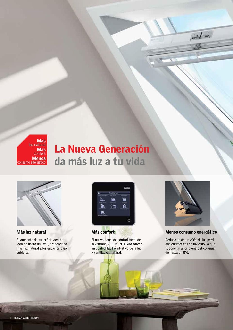 El nuevo panel de control táctil de la ventana VELUX INTEGRA ofrece un control fácil e intuitivo de la luz y ventilación