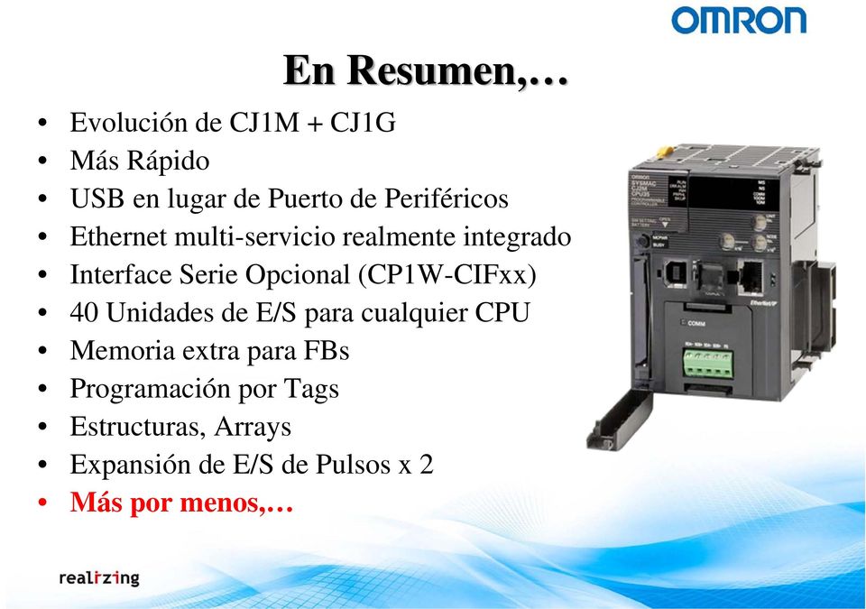 Opcional (CP1W-CIFxx) 40 Unidades de E/S para cualquier CPU Memoria extra para