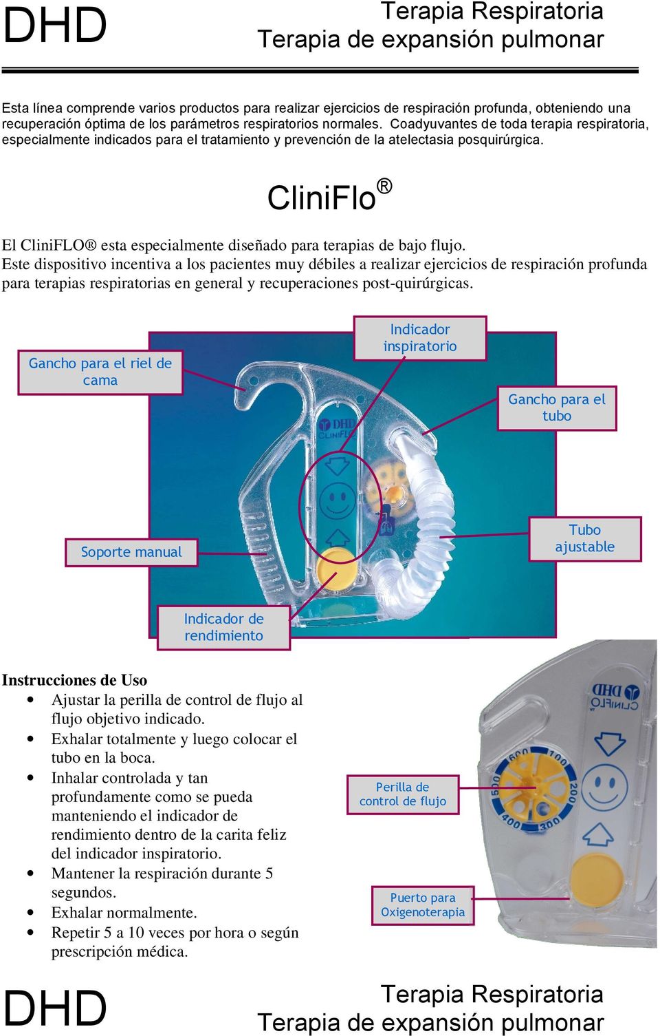 CliniFlo El CliniFLO esta especialmente diseñado para terapias de bajo flujo.
