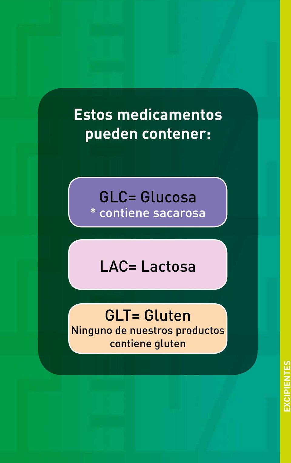 Lactosa GLT= Gluten Ninguno de