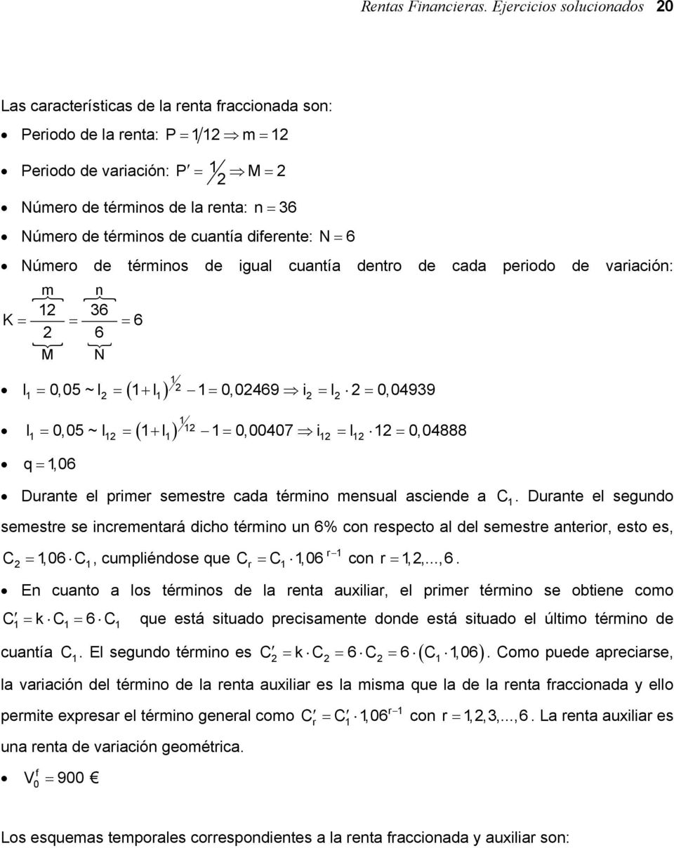 diferente: N = 6 Número de términos de igual cuantía dentro de cada periodo de variación: m n 36 K = = = 6 6 M N =,5 ~ = + =,469 i = =,4939 =,5 ~ = + =,47 i = =,4888 q=,6 Durante el primer semestre