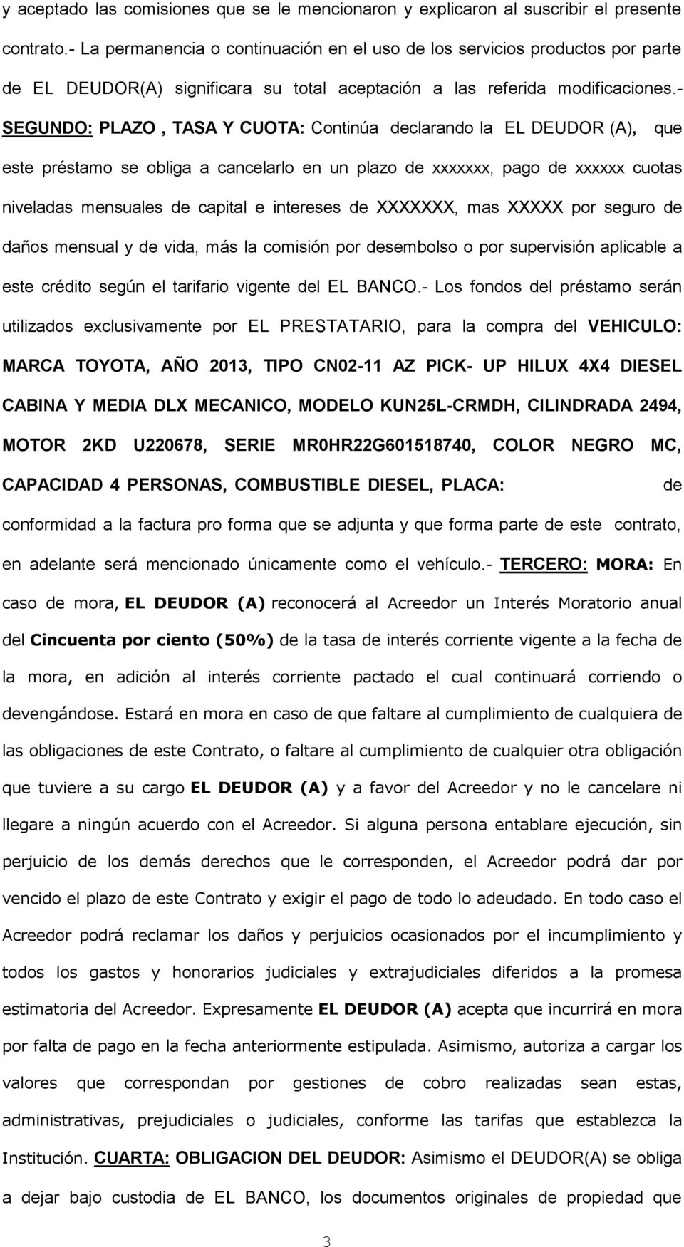 CONTRATO DE PRESTAMO PRIVADO CON GARANTIA PRENDARIA (VEHICULO) - PDF  Descargar libre