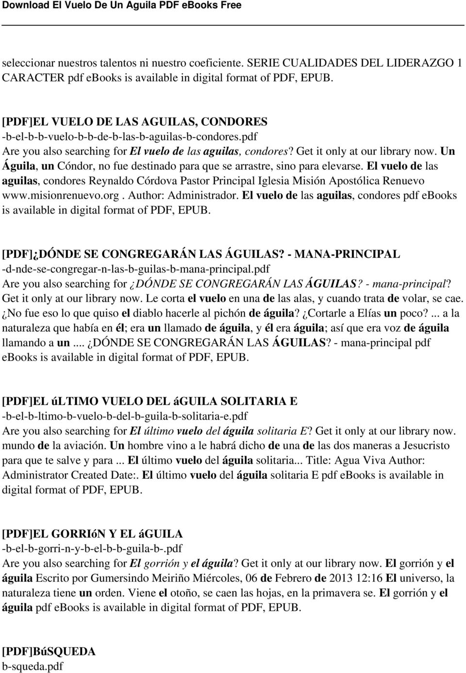 El Vuelo De Un Aguila PDF - PDF Descargar libre