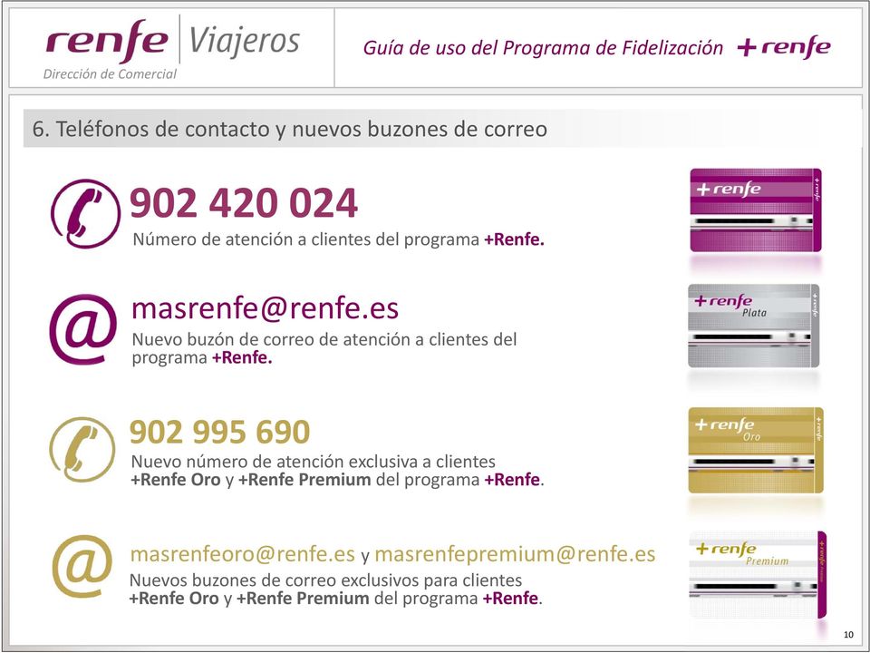 902 995 690 Nuevo número de atención exclusiva a clientes +Renfe Oro y +Renfe Premium del programa +Renfe.