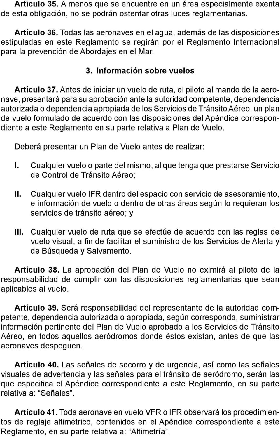 Información sobre vuelos Artículo 37.