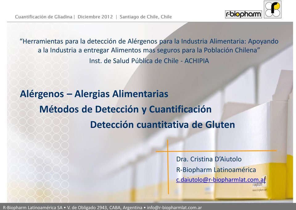 de Salud Pública de Chile - ACHIPIA Alérgenos Alergias Alimentarias Métodos de Detección y Cuantificación Detección