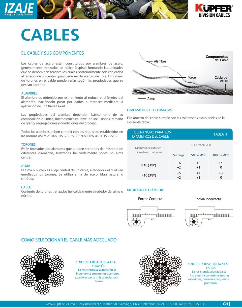 Alambre Torón Componentes del Cable Cable de Acero ALAMBRES El alambre es obtenido por estiramiento al reducir el diámetro del alambrón, haciéndolo pasar por dados o matrices mediante la aplicación
