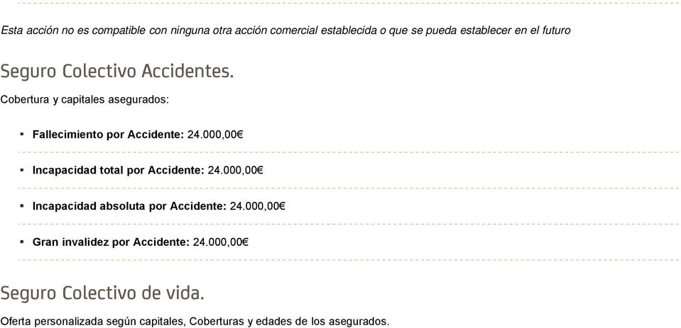 000,00 Incapacidad total por Accidente: 24.000,00 Incapacidad absoluta por Accidente: 24.