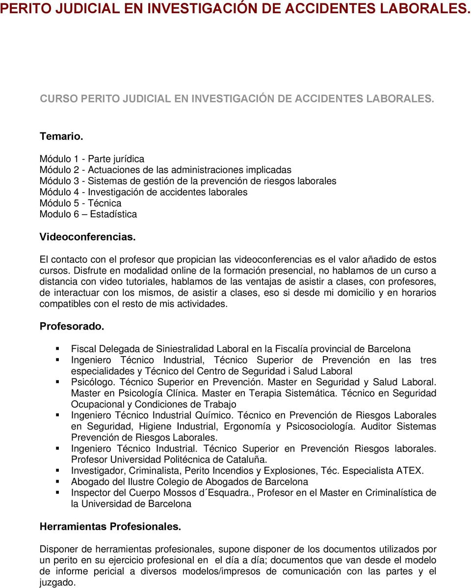 PERITO JUDICIAL EN INVESTIGACIÓN DE ACCIDENTES LABORALES. - PDF Descargar  libre