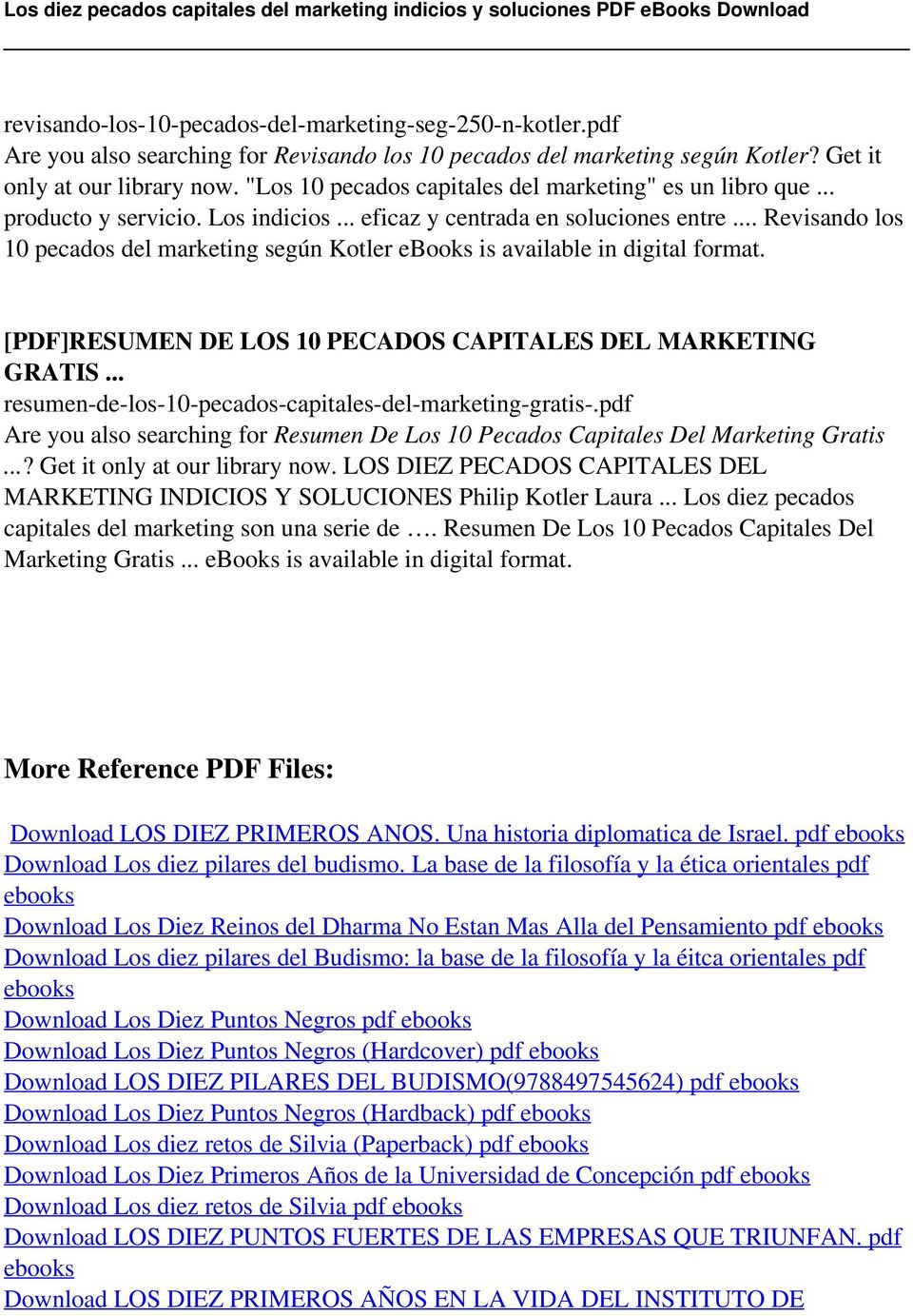 .. Revisando los 10 pecados del marketing según Kotler ebooks is [PDF]RESUMEN DE LOS 10 PECADOS CAPITALES DEL MARKETING GRATIS... resumen-de-los-10-pecados-capitales-del-marketing-gratis-.