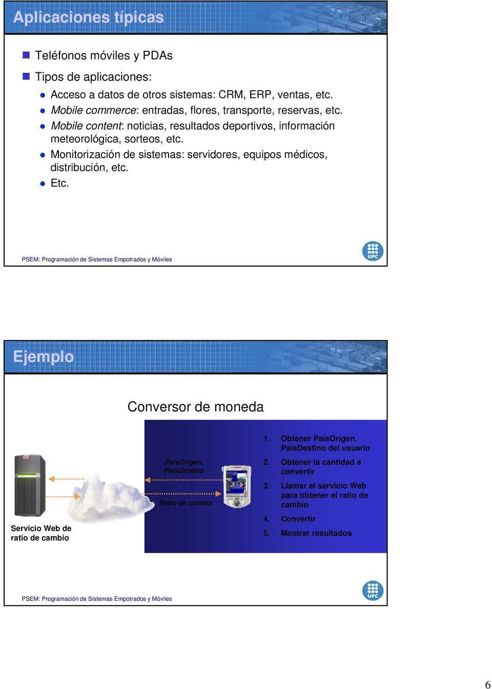 Monitorización de sistemas: servidores, equipos médicos, distribución, etc. Etc. Ejemplo Conversor de moneda 1.