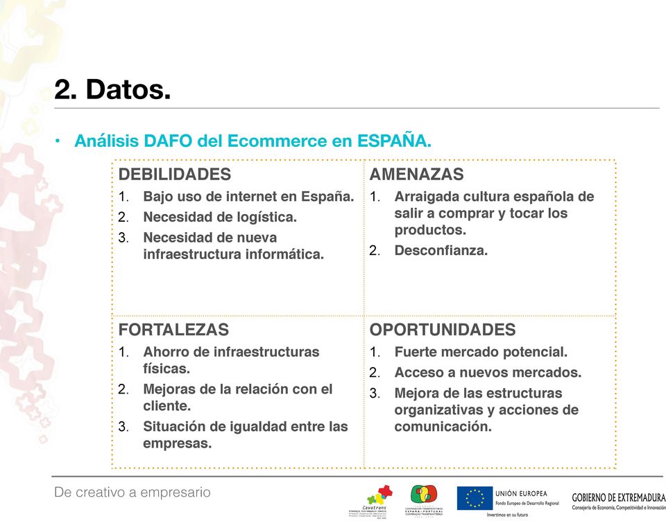 2. Datos. Análisis DAFO del Ecommerce en ESPAÑA. DEBILIDADES - PDF Free  Download