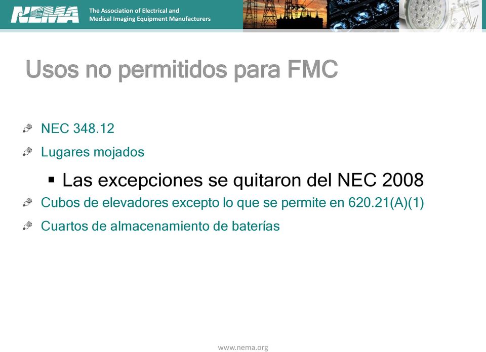 del NEC 2008 Cubos de elevadores excepto lo que