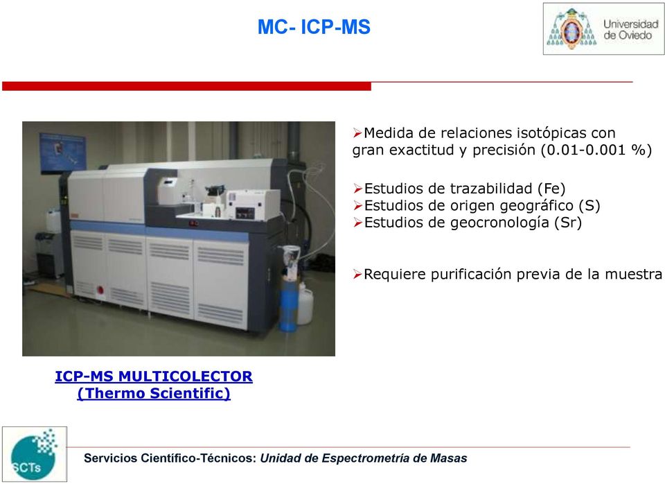 geocronología (Sr) Requiere purificación previa de la muestra ICP-MS MULTICOLECTOR