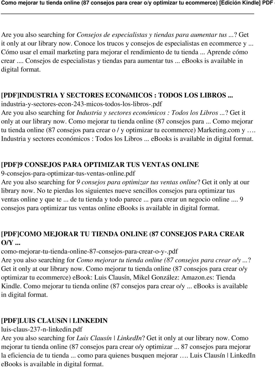 .. ebooks is available in [PDF]INDUSTRIA Y SECTORES ECONóMICOS : TODOS LOS LIBROS... industria-y-sectores-econ-243-micos-todos-los-libros-.